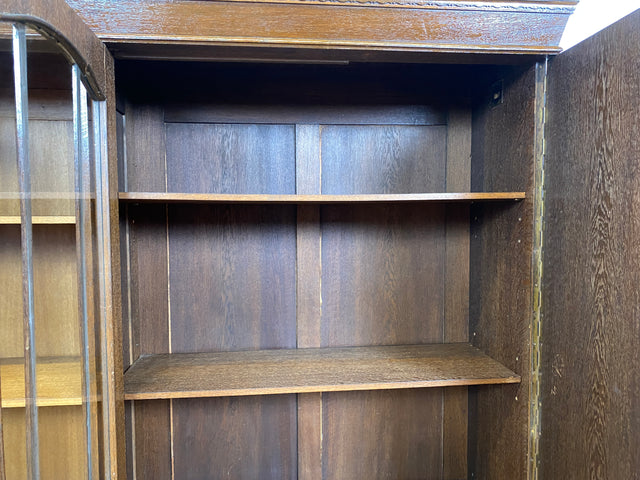 WMK I Schöner und gut erhaltener antiker Schrank aus vollem Holz I Vitrine Bücherschrank Büchervitrine Bücherregal Regal Wohnzimmerschrank Highboard Wäscheschrank Jugendstil Vintage I Berlin Halle NRW