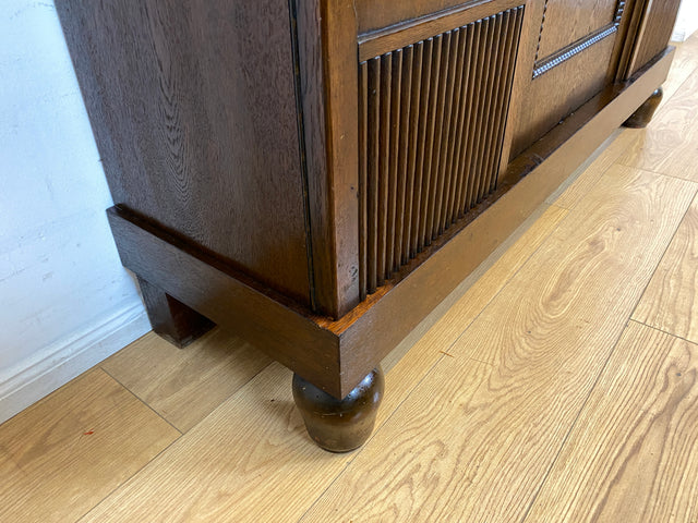WMK I Schöner und gut erhaltener antiker Schrank aus vollem Holz I Vitrine Bücherschrank Büchervitrine Bücherregal Regal Wohnzimmerschrank Highboard Wäscheschrank Jugendstil Vintage I Berlin Halle NRW