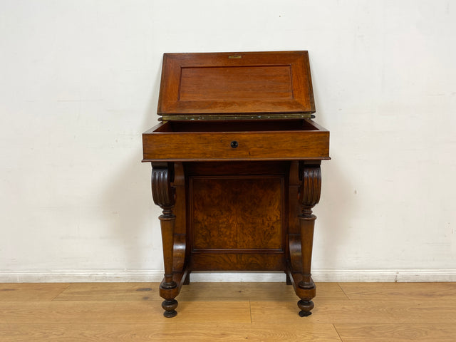 WMK I Vornehmer antiker Schreibpult mit handverzierten Volutenstützen und aufklapp. Fach I Konsolentisch Schreibtisch Kommode Konsole Sekretär Gründerzeit Biedermeier Vintage Berlin Bremen Heidelberg