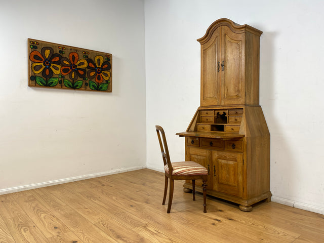 WMK I Hochwertiger antiker Schreibschrank aus massiver Eiche mit Aufsatz I Sekretär Aufsatzsekretär Bücherschrank Schreibtisch Schreibkommode Kommode Biedermeier Vintage Berlin Regensburg Düsseldorf