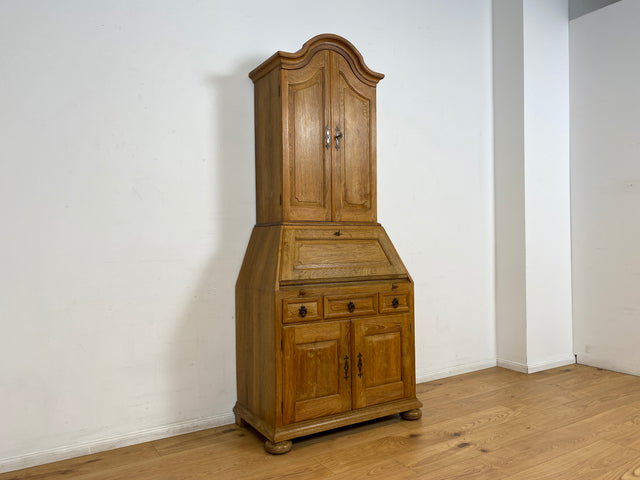 WMK I Hochwertiger antiker Schreibschrank aus massiver Eiche mit Aufsatz I Sekretär Aufsatzsekretär Bücherschrank Schreibtisch Schreibkommode Kommode Biedermeier Vintage Berlin Regensburg Düsseldorf