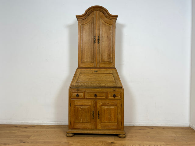 WMK I Hochwertiger antiker Schreibschrank aus massiver Eiche mit Aufsatz I Sekretär Aufsatzsekretär Bücherschrank Schreibtisch Schreibkommode Kommode Biedermeier Vintage Berlin Regensburg Düsseldorf