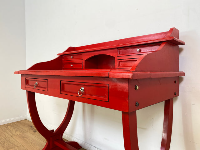 WMK # Einzigartiger antiker Schreibtisch in Rot mit auszieh. Schreibfläche und Schubladen # Ladysekretär Lady Desk Sekretär Schminktisch Frisierkommode Konsolenschreibtisch Empire Klassizismus Vintage