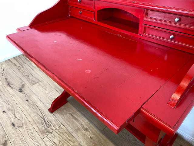 WMK # Einzigartiger antiker Schreibtisch in Rot mit auszieh. Schreibfläche und Schubladen # Ladysekretär Lady Desk Sekretär Schminktisch Frisierkommode Konsolenschreibtisch Empire Klassizismus Vintage