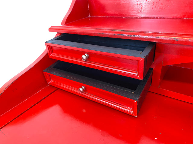WMK # Einzigartiger antiker Schreibtisch in Rot mit auszieh. Schreibfläche und Schubladen # Ladysekretär Lady Desk Sekretär Schminktisch Frisierkommode Konsolenschreibtisch Empire Klassizismus Vintage