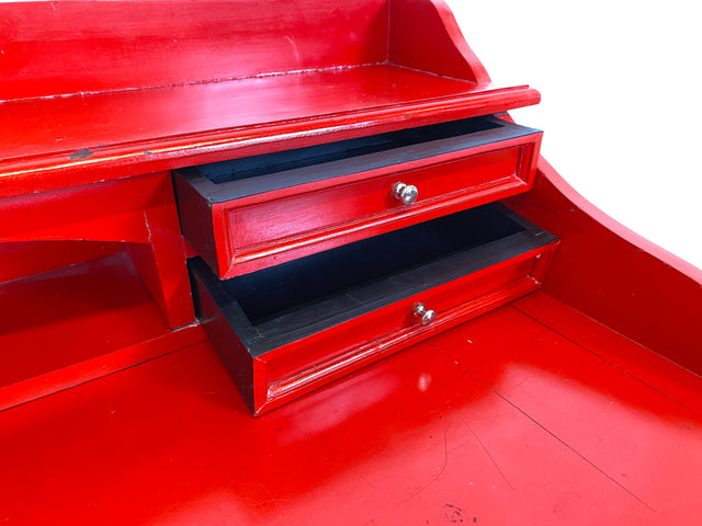 WMK # Einzigartiger antiker Schreibtisch in Rot mit auszieh. Schreibfläche und Schubladen # Ladysekretär Lady Desk Sekretär Schminktisch Frisierkommode Konsolenschreibtisch Empire Klassizismus Vintage