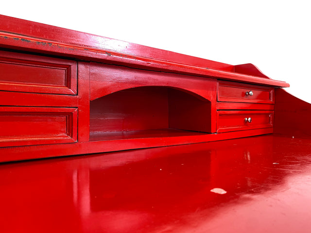 WMK # Einzigartiger antiker Schreibtisch in Rot mit auszieh. Schreibfläche und Schubladen # Ladysekretär Lady Desk Sekretär Schminktisch Frisierkommode Konsolenschreibtisch Empire Klassizismus Vintage