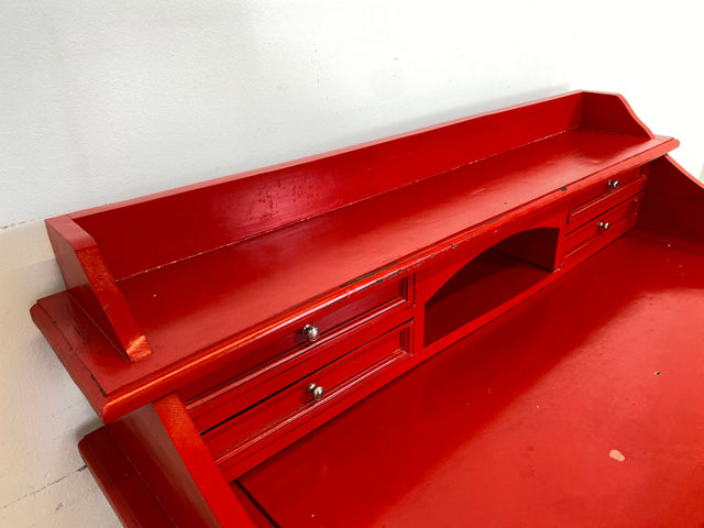 WMK # Einzigartiger antiker Schreibtisch in Rot mit auszieh. Schreibfläche und Schubladen # Ladysekretär Lady Desk Sekretär Schminktisch Frisierkommode Konsolenschreibtisch Empire Klassizismus Vintage