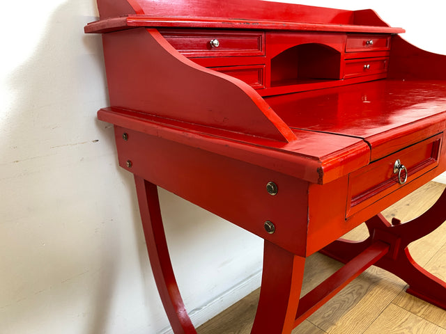 WMK # Einzigartiger antiker Schreibtisch in Rot mit auszieh. Schreibfläche und Schubladen # Ladysekretär Lady Desk Sekretär Schminktisch Frisierkommode Konsolenschreibtisch Empire Klassizismus Vintage
