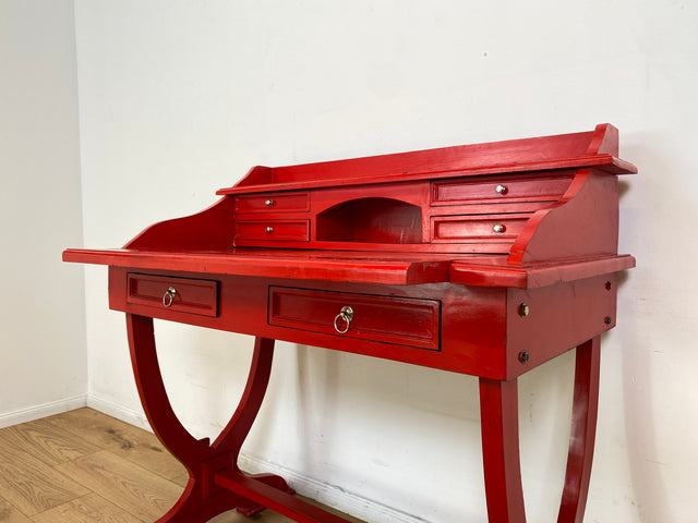 WMK # Einzigartiger antiker Schreibtisch in Rot mit auszieh. Schreibfläche und Schubladen # Ladysekretär Lady Desk Sekretär Schminktisch Frisierkommode Konsolenschreibtisch Empire Klassizismus Vintage