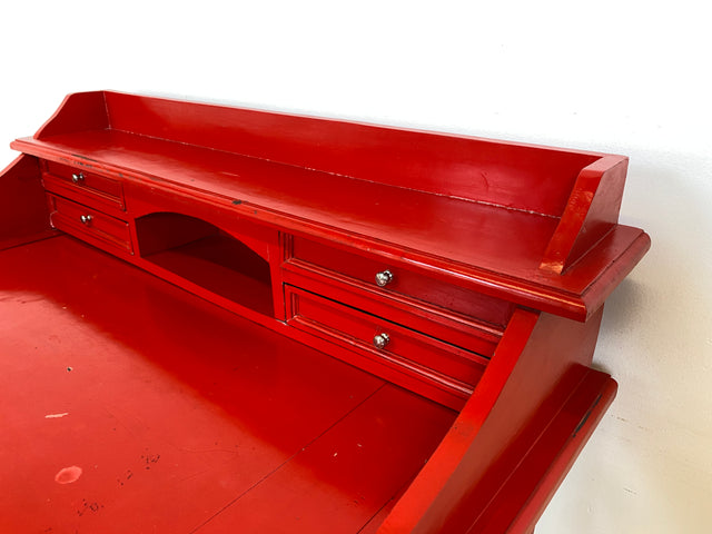 WMK # Einzigartiger antiker Schreibtisch in Rot mit auszieh. Schreibfläche und Schubladen # Ladysekretär Lady Desk Sekretär Schminktisch Frisierkommode Konsolenschreibtisch Empire Klassizismus Vintage