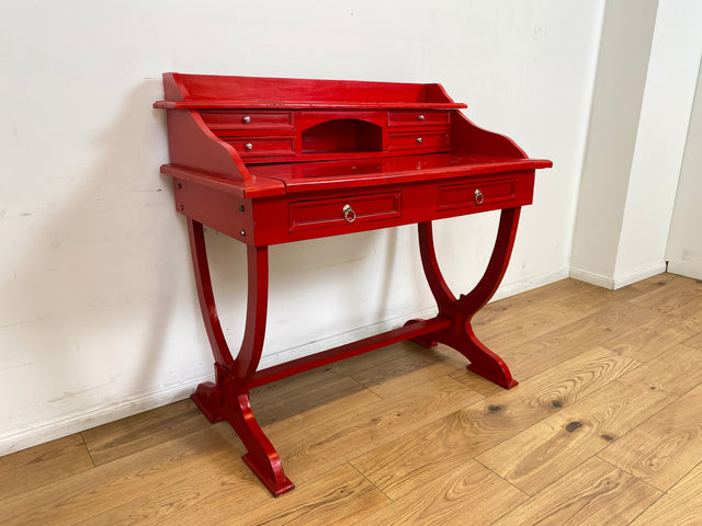 WMK # Einzigartiger antiker Schreibtisch in Rot mit auszieh. Schreibfläche und Schubladen # Ladysekretär Lady Desk Sekretär Schminktisch Frisierkommode Konsolenschreibtisch Empire Klassizismus Vintage