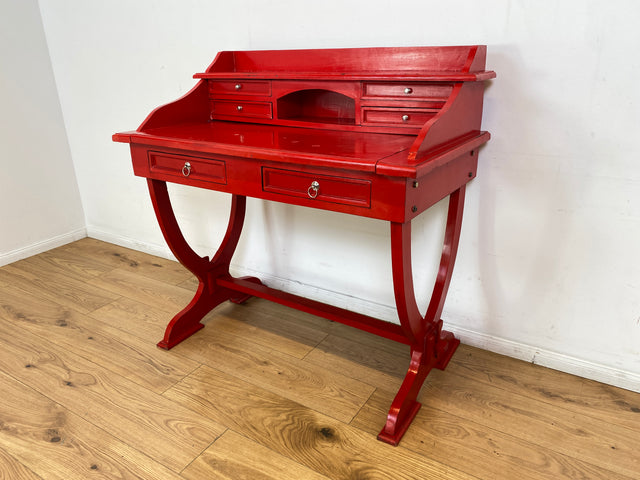 WMK # Einzigartiger antiker Schreibtisch in Rot mit auszieh. Schreibfläche und Schubladen # Ladysekretär Lady Desk Sekretär Schminktisch Frisierkommode Konsolenschreibtisch Empire Klassizismus Vintage