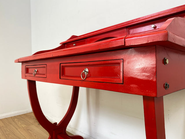 WMK # Einzigartiger antiker Schreibtisch in Rot mit auszieh. Schreibfläche und Schubladen # Ladysekretär Lady Desk Sekretär Schminktisch Frisierkommode Konsolenschreibtisch Empire Klassizismus Vintage