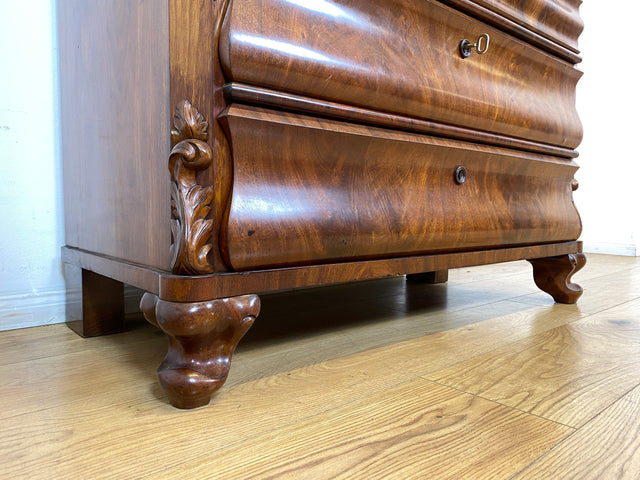WMK I Wunderschöner antiker Sekretär , Vollholz in Nussbaum , mit Schubladen und stabiler Schreibklappe, um 1860 I Schrank Schreibschrank Highboard Kommode Desk Biedermeier Vintage Berlin Dresden Bonn