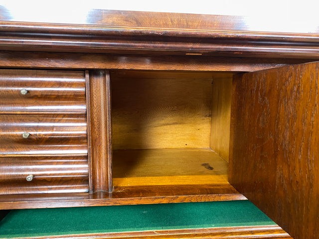 WMK I Wunderschöner antiker Sekretär , Vollholz in Nussbaum , mit Schubladen und stabiler Schreibklappe, um 1860 I Schrank Schreibschrank Highboard Kommode Desk Biedermeier Vintage Berlin Dresden Bonn