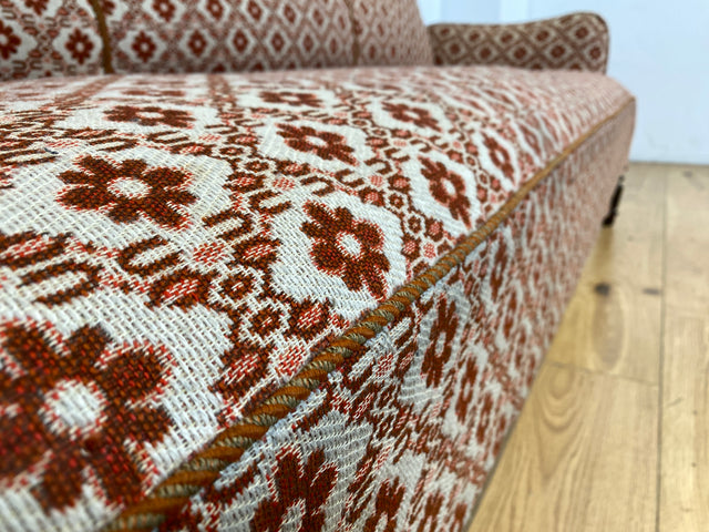 WMK I Besonders schönes und sehr gut erhaltenes antikes Sofa mit grandiosem Bezug und bequemen Federkern, um 1890 I 3er Couch Daybed 3-Sitzer Gründerzeit Biedermeier Vintage Berlin Dresden München