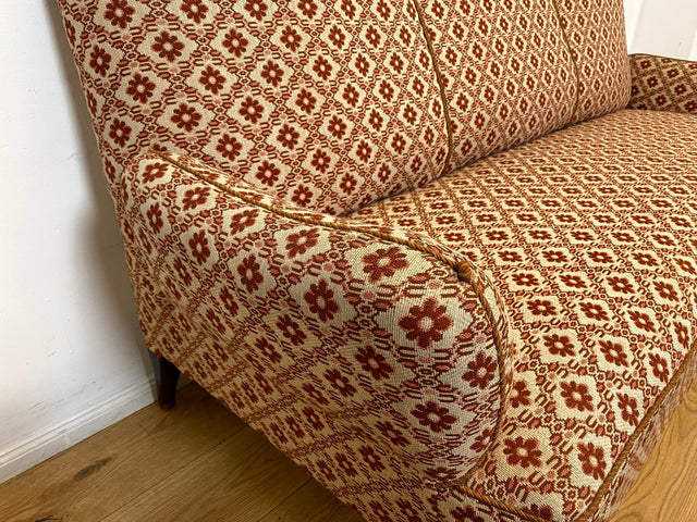 WMK I Besonders schönes und sehr gut erhaltenes antikes Sofa mit grandiosem Bezug und bequemen Federkern, um 1890 I 3er Couch Daybed 3-Sitzer Gründerzeit Biedermeier Vintage Berlin Dresden München