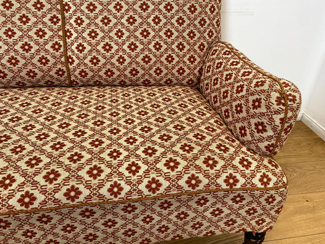 WMK I Besonders schönes und sehr gut erhaltenes antikes Sofa mit grandiosem Bezug und bequemen Federkern, um 1890 I 3er Couch Daybed 3-Sitzer Gründerzeit Biedermeier Vintage Berlin Dresden München