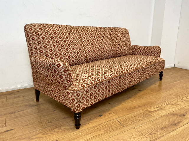 WMK I Besonders schönes und sehr gut erhaltenes antikes Sofa mit grandiosem Bezug und bequemen Federkern, um 1890 I 3er Couch Daybed 3-Sitzer Gründerzeit Biedermeier Vintage Berlin Dresden München