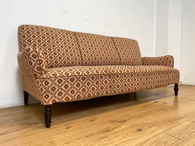 WMK I Besonders schönes und sehr gut erhaltenes antikes Sofa mit grandiosem Bezug und bequemen Federkern, um 1890 I 3er Couch Daybed 3-Sitzer Gründerzeit Biedermeier Vintage Berlin Dresden München