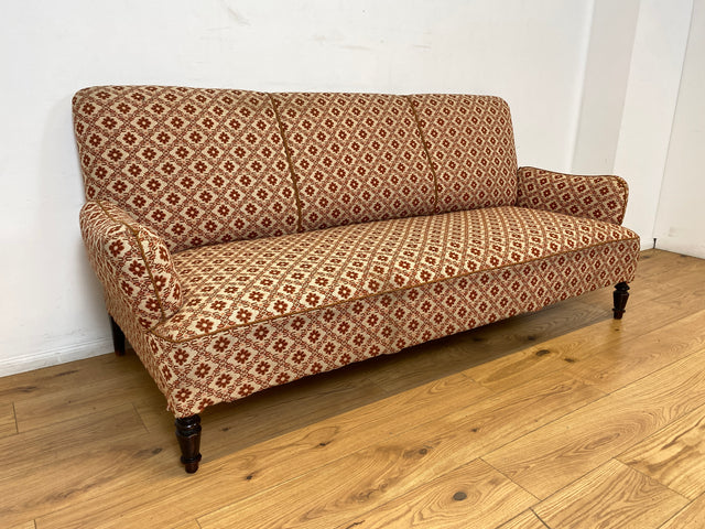 WMK I Besonders schönes und sehr gut erhaltenes antikes Sofa mit grandiosem Bezug und bequemen Federkern, um 1890 I 3er Couch Daybed 3-Sitzer Gründerzeit Biedermeier Vintage Berlin Dresden München