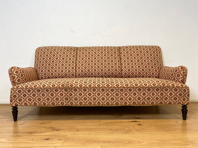 WMK I Besonders schönes und sehr gut erhaltenes antikes Sofa mit grandiosem Bezug und bequemen Federkern, um 1890 I 3er Couch Daybed 3-Sitzer Gründerzeit Biedermeier Vintage Berlin Dresden München