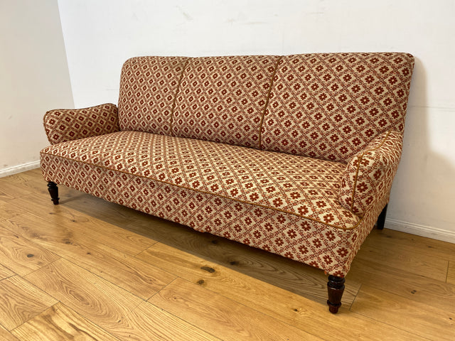 WMK I Besonders schönes und sehr gut erhaltenes antikes Sofa mit grandiosem Bezug und bequemen Federkern, um 1890 I 3er Couch Daybed 3-Sitzer Gründerzeit Biedermeier Vintage Berlin Dresden München