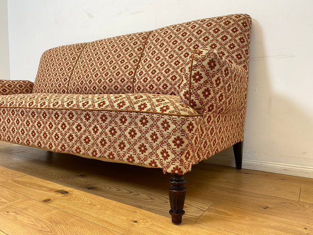 WMK I Besonders schönes und sehr gut erhaltenes antikes Sofa mit grandiosem Bezug und bequemen Federkern, um 1890 I 3er Couch Daybed 3-Sitzer Gründerzeit Biedermeier Vintage Berlin Dresden München
