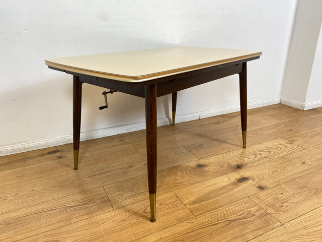 WMK I Kultiger auszieh- und höhenverstellbarer Mid-Century Multifunktionstisch mit pflegeleichter Resopal Tischplatte I Tisch Esstisch Küchentisch Ausziehtisch Dining Table Vintage Berlin Leipzig NRW