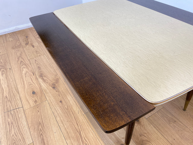 WMK I Kultiger auszieh- und höhenverstellbarer Mid-Century Multifunktionstisch mit pflegeleichter Resopal Tischplatte I Tisch Esstisch Küchentisch Ausziehtisch Dining Table Vintage Berlin Leipzig NRW