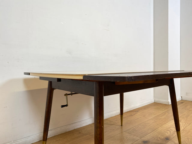 WMK I Kultiger auszieh- und höhenverstellbarer Mid-Century Multifunktionstisch mit pflegeleichter Resopal Tischplatte I Tisch Esstisch Küchentisch Ausziehtisch Dining Table Vintage Berlin Leipzig NRW