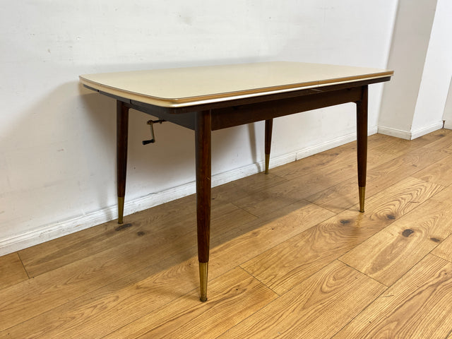 WMK I Kultiger auszieh- und höhenverstellbarer Mid-Century Multifunktionstisch mit pflegeleichter Resopal Tischplatte I Tisch Esstisch Küchentisch Ausziehtisch Dining Table Vintage Berlin Leipzig NRW