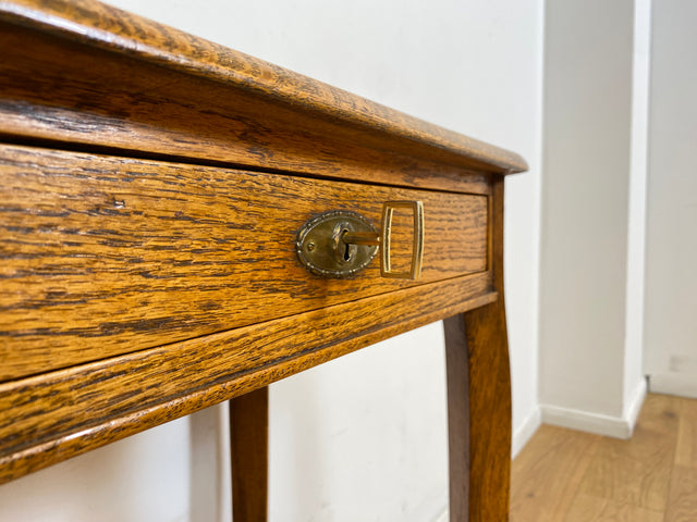 WMK # Elegante und gut erhaltene dänische antike Nähkommode aus Eichenholz mit aufgeteilter Schublade # Nähtisch Kommode Beistelltisch Telefonisch Schmuckkasten Ablage Flurkommode Jugendstil Vintage