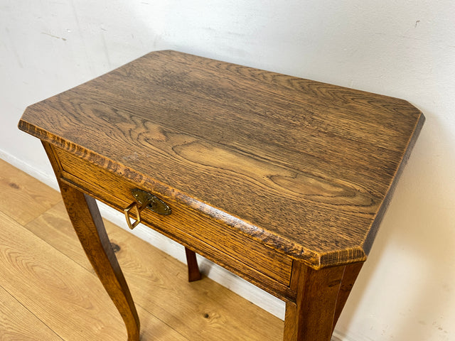 WMK # Elegante und gut erhaltene dänische antike Nähkommode aus Eichenholz mit aufgeteilter Schublade # Nähtisch Kommode Beistelltisch Telefonisch Schmuckkasten Ablage Flurkommode Jugendstil Vintage