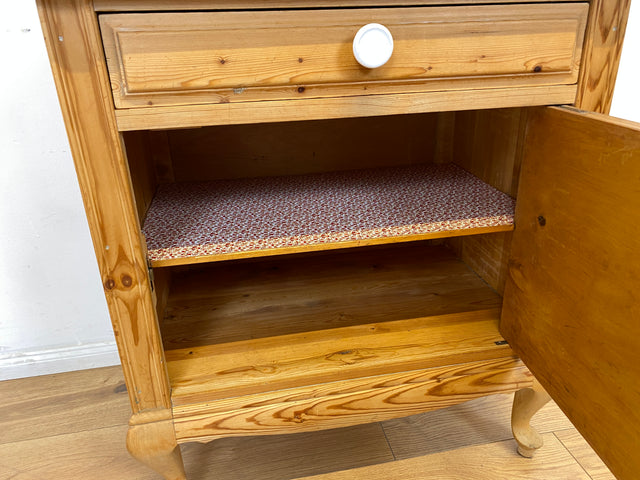 WMK Wunderschöne dänische antike Kommode aus vollem Holz mit weißem Marmor Aufsatz und Schublade , um 1910 # Marmorkommode Flurkommode Waschtisch Waschkommode Badschrank Weichholz Jugendstil Vintage