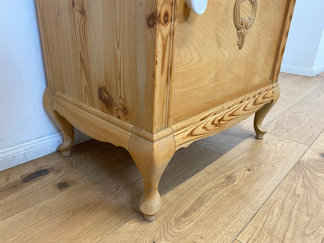 WMK Wunderschöne dänische antike Kommode aus vollem Holz mit weißem Marmor Aufsatz und Schublade , um 1910 # Marmorkommode Flurkommode Waschtisch Waschkommode Badschrank Weichholz Jugendstil Vintage