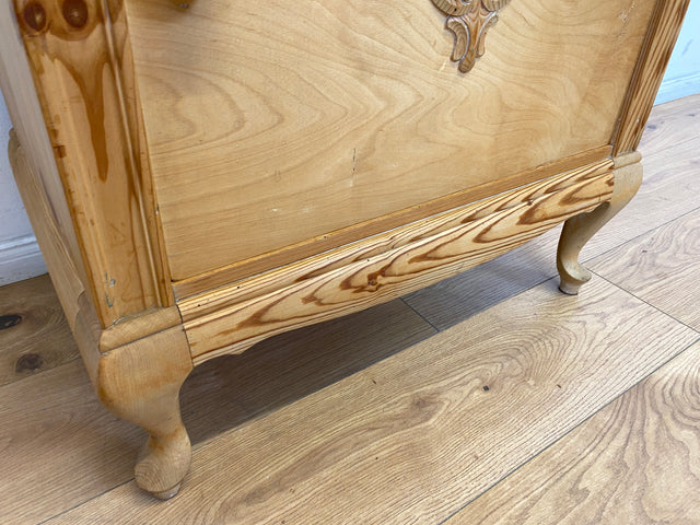 WMK Wunderschöne dänische antike Kommode aus vollem Holz mit weißem Marmor Aufsatz und Schublade , um 1910 # Marmorkommode Flurkommode Waschtisch Waschkommode Badschrank Weichholz Jugendstil Vintage