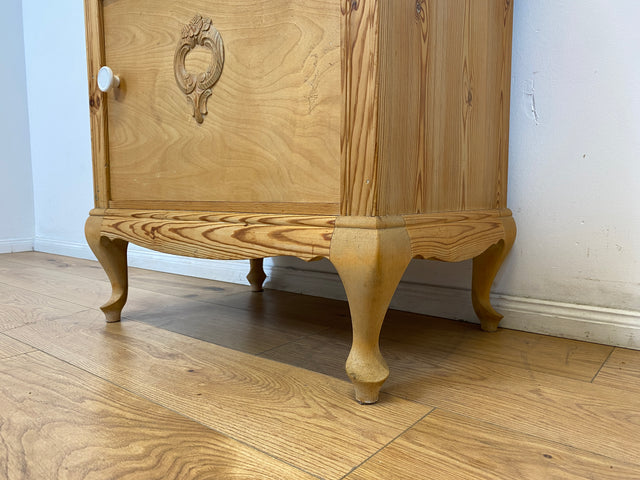 WMK Wunderschöne dänische antike Kommode aus vollem Holz mit weißem Marmor Aufsatz und Schublade , um 1910 # Marmorkommode Flurkommode Waschtisch Waschkommode Badschrank Weichholz Jugendstil Vintage