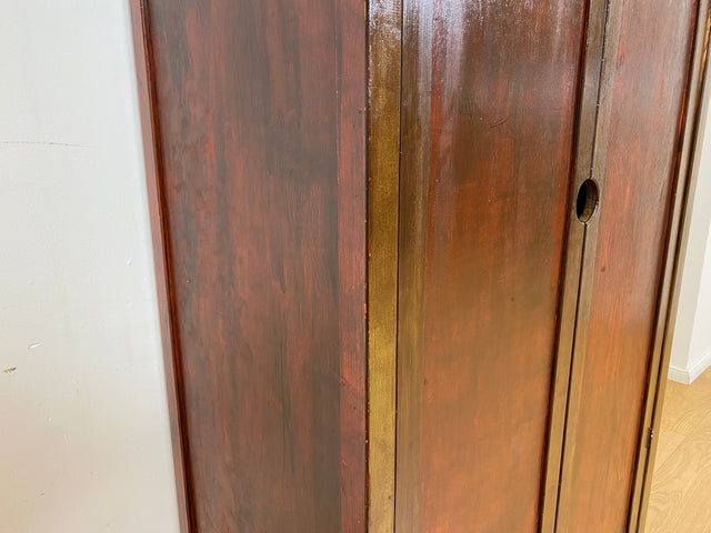 WMK # Hübscher und gut erhaltener dunkler asiatischer Vintage Kleiderschrank aus vollem Holz in typischer Leichtbauweise # Schrank Schlafzimmerschrank Wardrobe Garderobe Flurschrank Japanisch Berlin