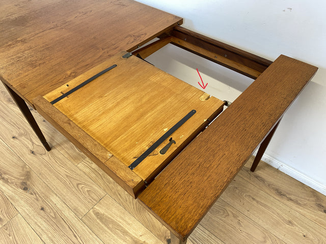 WMK I Stilvoller jedoch abgenutzter erweiterbarer skandinavischer Mid-Century Esstisch in Teakholz und Palisander # Tisch Esszimmertisch Holztisch Küchentisch Dining Table Danish Design Vintage Teak