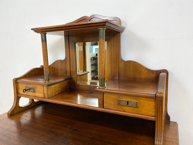 WMK # Wunderschöner & sehr filigraner antiker Schreibtisch mit Spiegel Aufsatz und ausziehbarer Schreibplatte, um 1910 # Sekretär Frisiertisch Schminktisch Frisierkommode Lady Desk Jugendstil Vintage