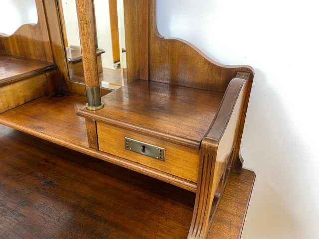 WMK # Wunderschöner & sehr filigraner antiker Schreibtisch mit Spiegel Aufsatz und ausziehbarer Schreibplatte, um 1910 # Sekretär Frisiertisch Schminktisch Frisierkommode Lady Desk Jugendstil Vintage