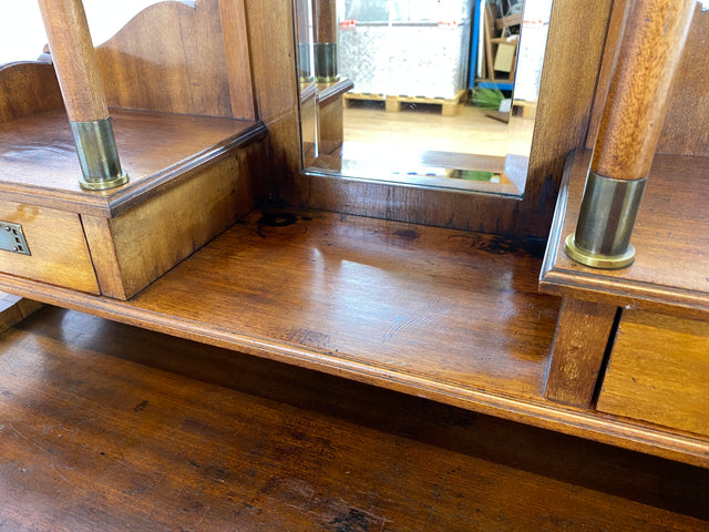 WMK # Wunderschöner & sehr filigraner antiker Schreibtisch mit Spiegel Aufsatz und ausziehbarer Schreibplatte, um 1910 # Sekretär Frisiertisch Schminktisch Frisierkommode Lady Desk Jugendstil Vintage