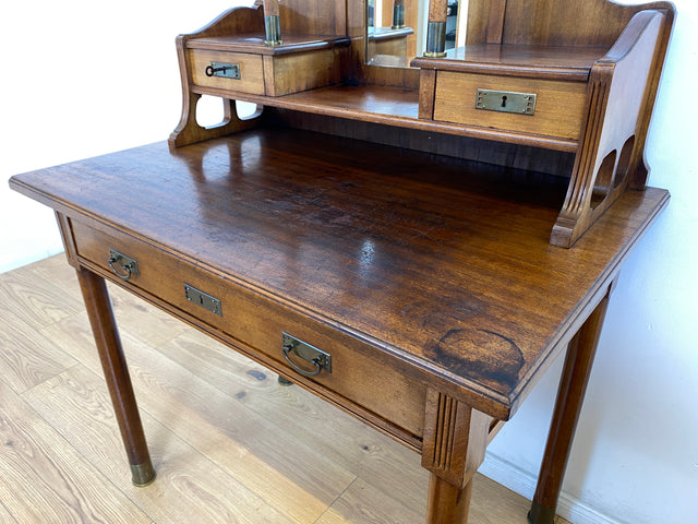 WMK # Wunderschöner & sehr filigraner antiker Schreibtisch mit Spiegel Aufsatz und ausziehbarer Schreibplatte, um 1910 # Sekretär Frisiertisch Schminktisch Frisierkommode Lady Desk Jugendstil Vintage