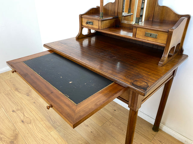 WMK # Wunderschöner & sehr filigraner antiker Schreibtisch mit Spiegel Aufsatz und ausziehbarer Schreibplatte, um 1910 # Sekretär Frisiertisch Schminktisch Frisierkommode Lady Desk Jugendstil Vintage