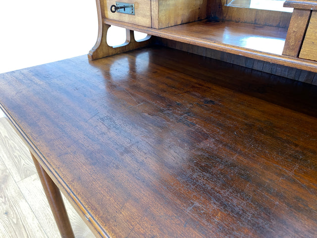 WMK # Wunderschöner & sehr filigraner antiker Schreibtisch mit Spiegel Aufsatz und ausziehbarer Schreibplatte, um 1910 # Sekretär Frisiertisch Schminktisch Frisierkommode Lady Desk Jugendstil Vintage