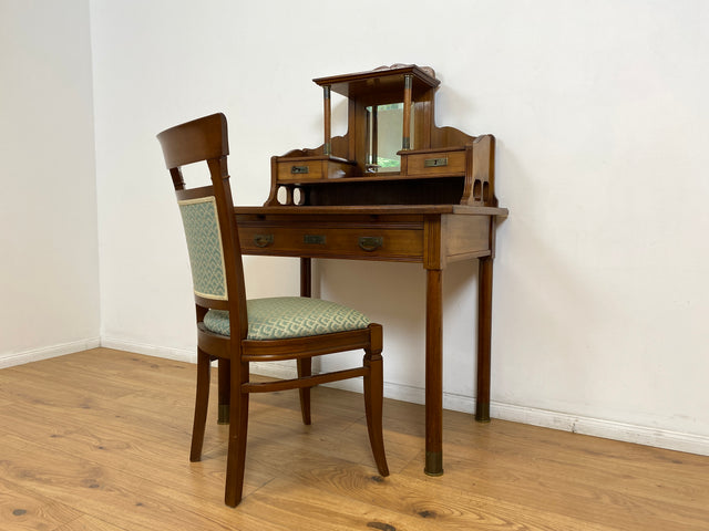 WMK # Wunderschöner & sehr filigraner antiker Schreibtisch mit Spiegel Aufsatz und ausziehbarer Schreibplatte, um 1910 # Sekretär Frisiertisch Schminktisch Frisierkommode Lady Desk Jugendstil Vintage