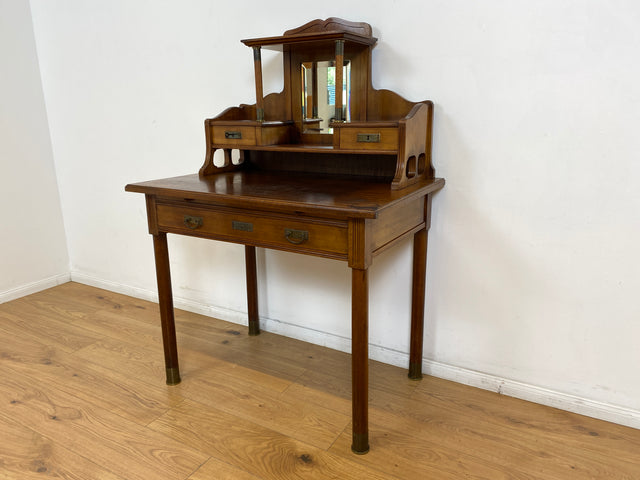 WMK # Wunderschöner & sehr filigraner antiker Schreibtisch mit Spiegel Aufsatz und ausziehbarer Schreibplatte, um 1910 # Sekretär Frisiertisch Schminktisch Frisierkommode Lady Desk Jugendstil Vintage
