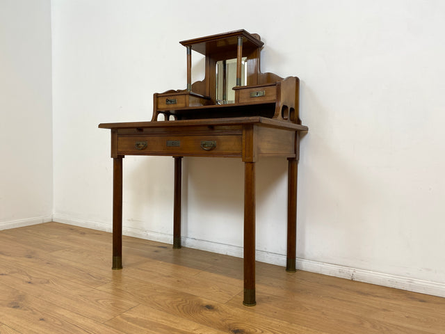 WMK # Wunderschöner & sehr filigraner antiker Schreibtisch mit Spiegel Aufsatz und ausziehbarer Schreibplatte, um 1910 # Sekretär Frisiertisch Schminktisch Frisierkommode Lady Desk Jugendstil Vintage